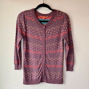 Modcloth Fair Isle Cardigan Purple S